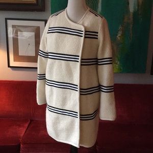 Cartonnier white stripe faux lamb coat